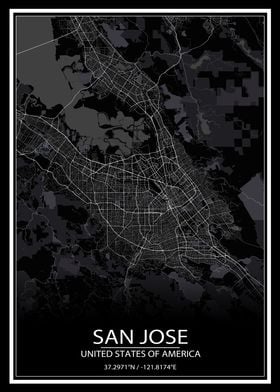 San Jose Black Map