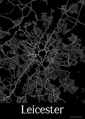 Leicester UK Black Map