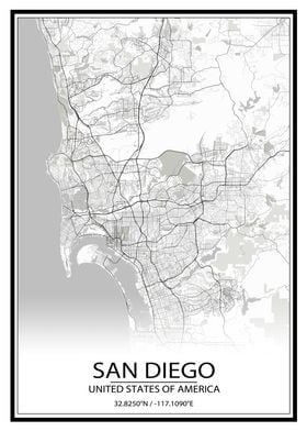 San Diego White Map