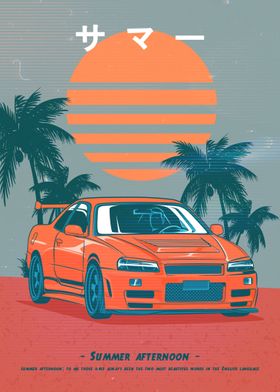 my summer car' Poster, picture, metal print, paint by Retro Nice