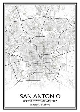 San Antonio White Map