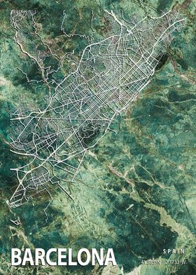 Barcelona City Map Spain