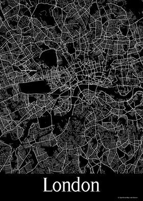 London UK Black Map