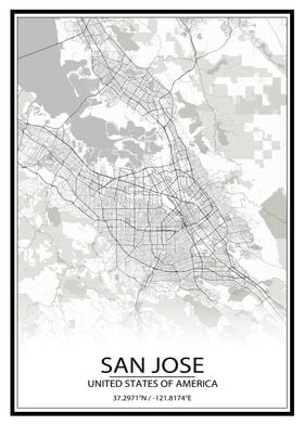 San Jose White Map