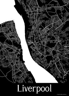 Liverpool UK Black Map