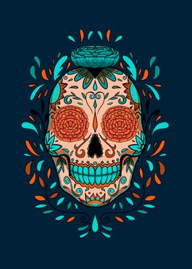 Sugar skull mexican flower