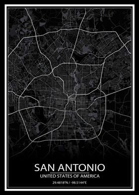 San Antonio Black Map