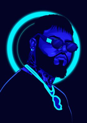 Farruko Neon Blue Singer