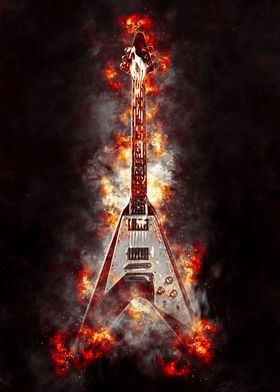 Gibson Flying V in Fire