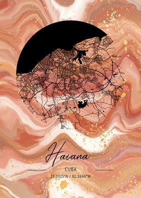 Havana City Map Cuba