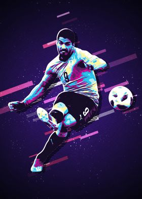 Quadro decorativo Poster Pop Art Suárez Jogador Futebol para sala