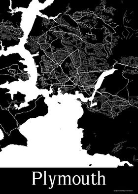 Plymouth UK Black Map