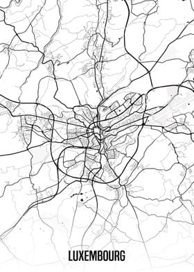 Luxembourg white map