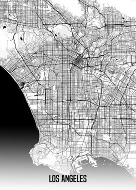 Los Angeles white map