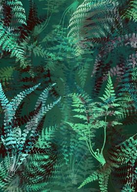 Dark Emerald Green Ferns