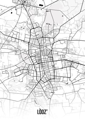 Lodz white map