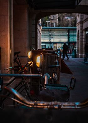 Bicycles along the fence