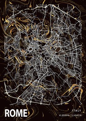 Rome City Map Italy marble