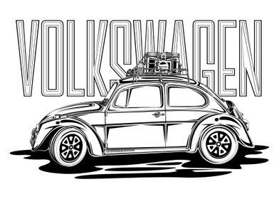 Line Art of Volkswagen Car