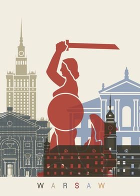 Warsaw skyline poster