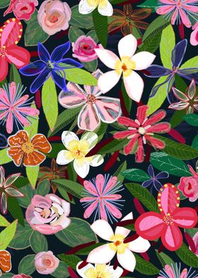Botanical colorful flowers