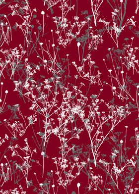 Abstract Flowers Burgundy