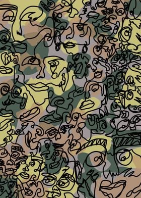 Doodle abstract faces