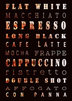 Coffee Types Typography