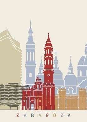 Zaragoza skyline poster