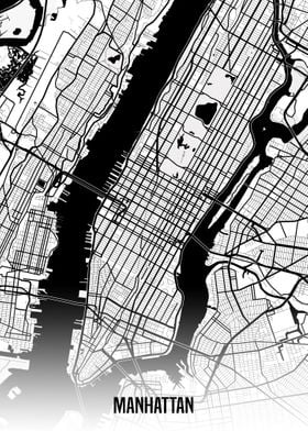 Manhattan white map