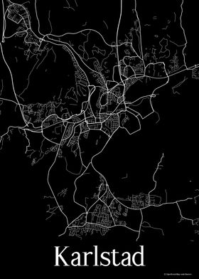 Karlstad Sweden Black Map