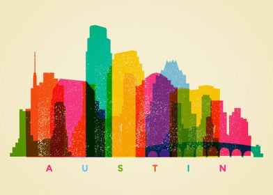 Colorful Austin Skyline