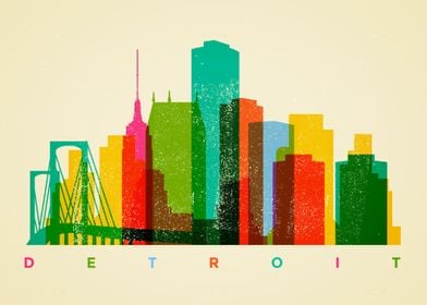 Colorful Detroit Skyline