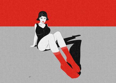 Woman in red socks