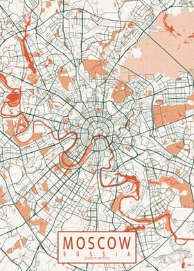 Moscow City Map Bohemian