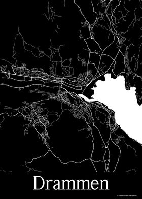 Drammen Norway Black Map