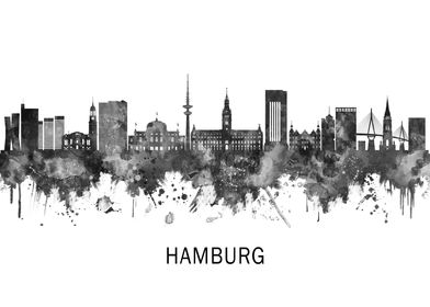 Hamburg Germany Skyline BW