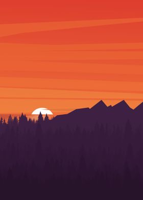 Sunset in the mountain