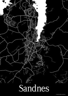 Sandnes Norway Black Map