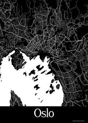 Oslo Norway Black Map