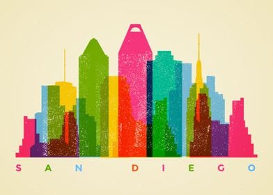 Colorful San Diego Skyline