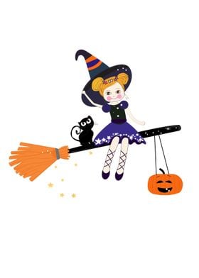 Cute witch happy halloween