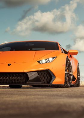 Orange lamborghini huracan