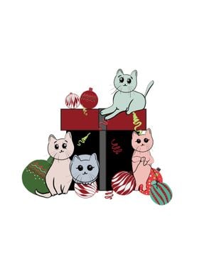 Gift box with cute cats