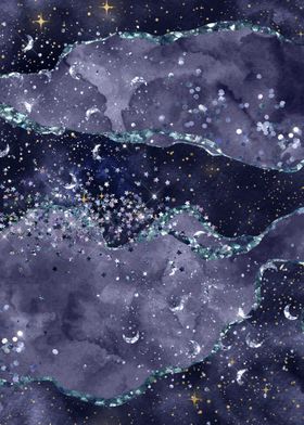 Navy Blue Glitter Agate 05