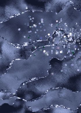 Navy Blue Glitter Agate 03