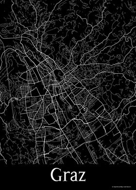 Graz Austria Black Map