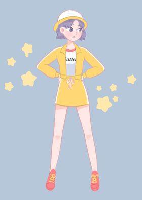 Cute yellow butter girl