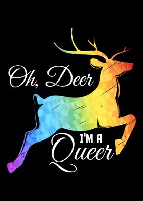 Oh Deer Im Queer LGBT Flag