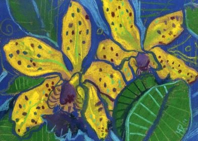 Yellow Orchid Floral Art